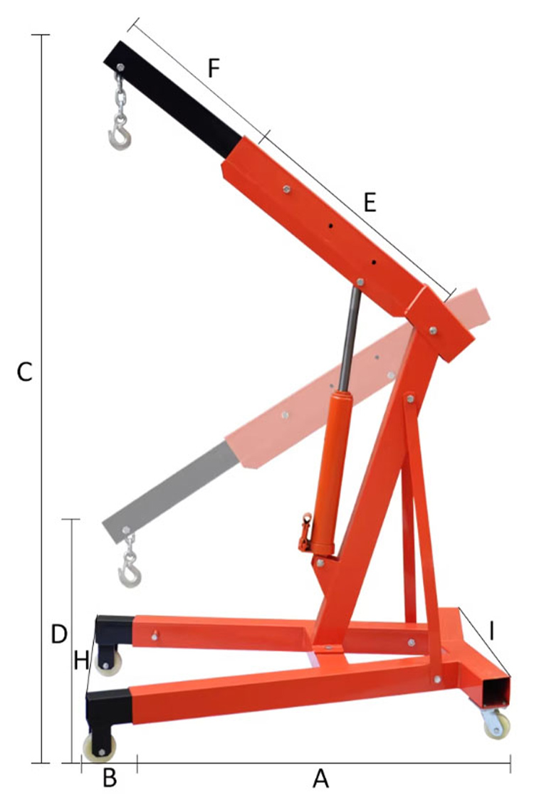 Folding hydraulic engine cranes